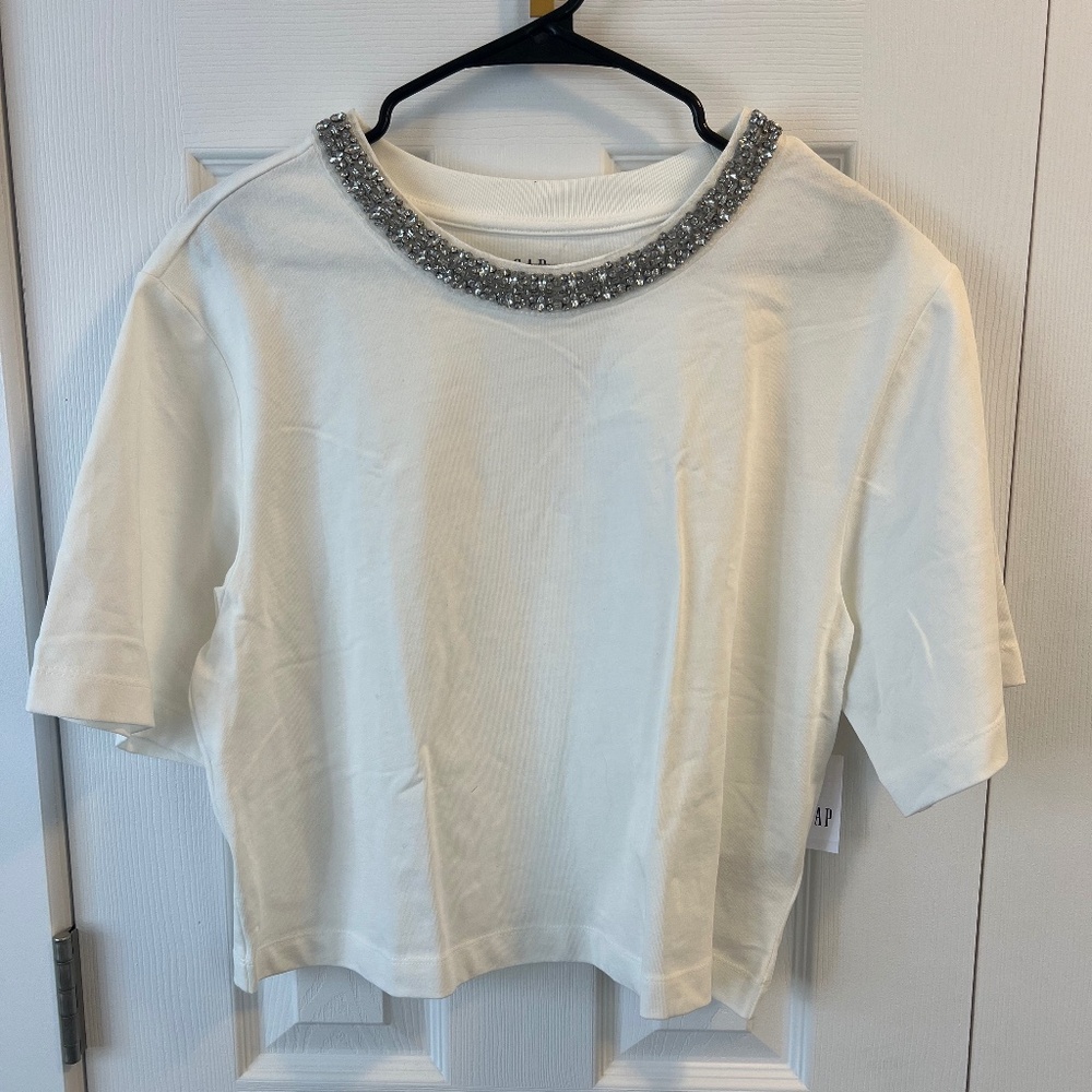 GAP White Rhinestone Tee